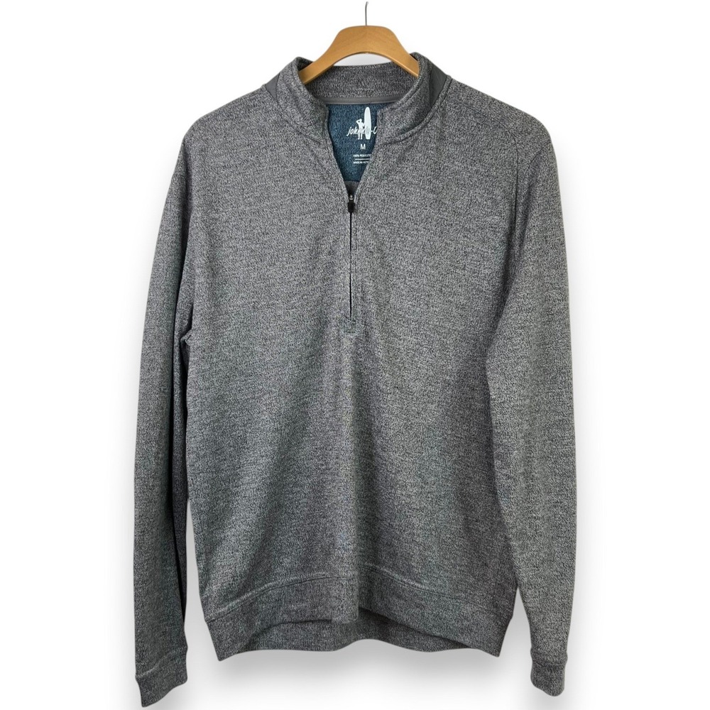 Johnnie-O Mens Medium Heather Grey Quarter Zip Pullover Mock Neck Golf Preppy